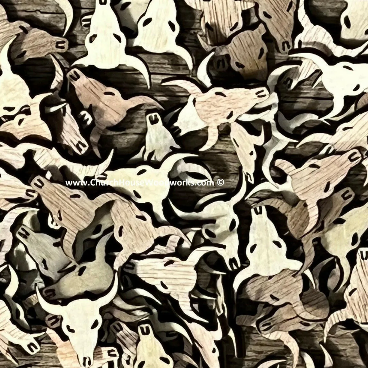 100 Wooden Cow Skulls 3/4 inch