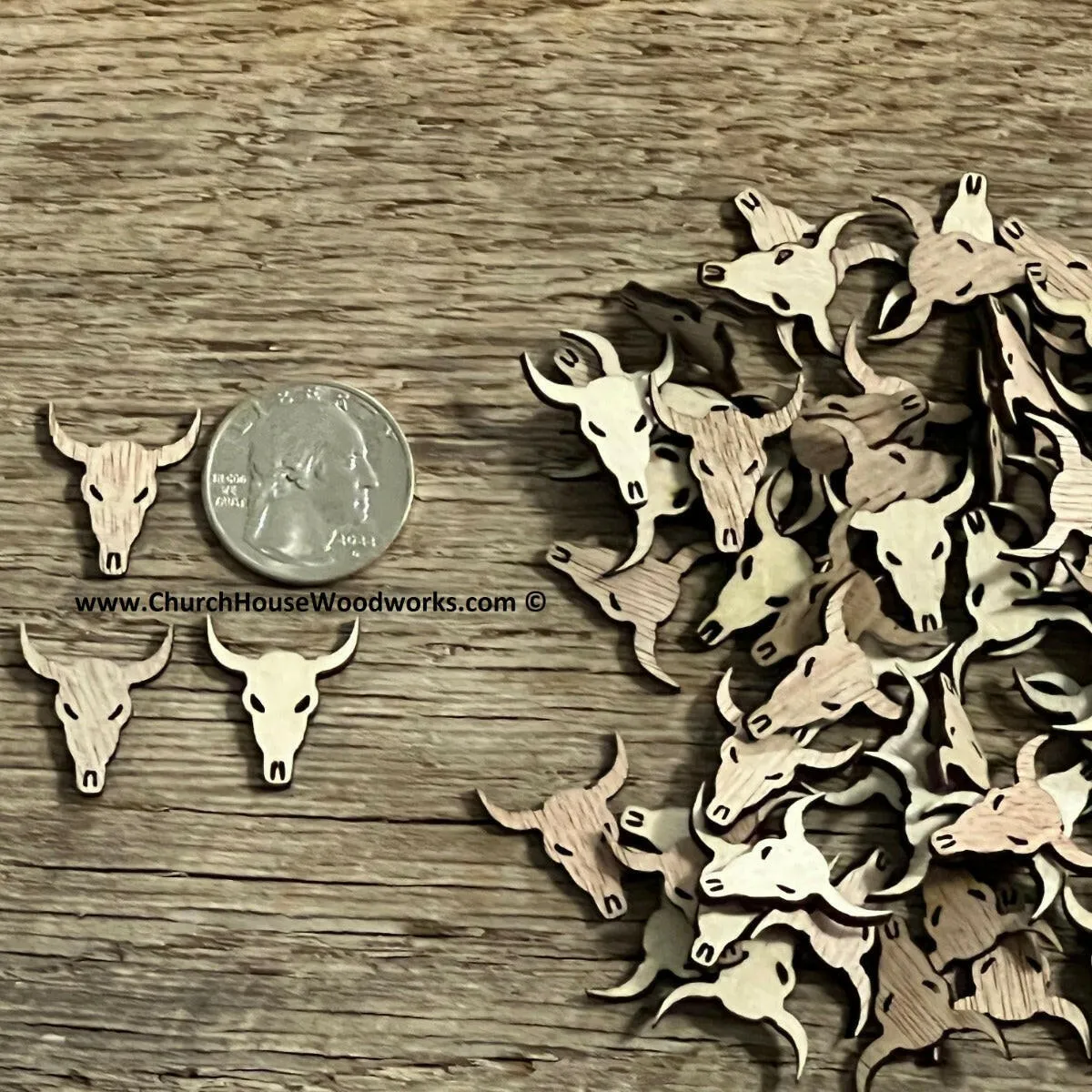 100 Wooden Cow Skulls 3/4 inch