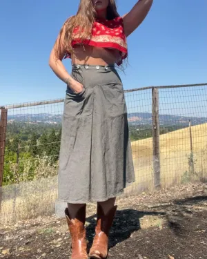 1940s Salt 'N Pepper Wrap Skirt  with *Huge Pockets