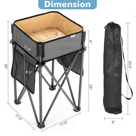 2 Pieces Folding Camping Tables with Large Capacity Storage Sink for Picnic-Blac