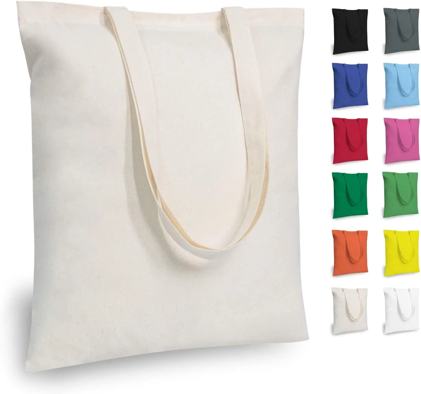 5 | 12 | 24 | 48 | 192 Pack Economical Cotton Tote Bag, Lightweight Medium Reusable Grocery Shopping Cloth Bags, Suitable for DIY, Advertising, Promotion, Gift, Activity (5-Pack)