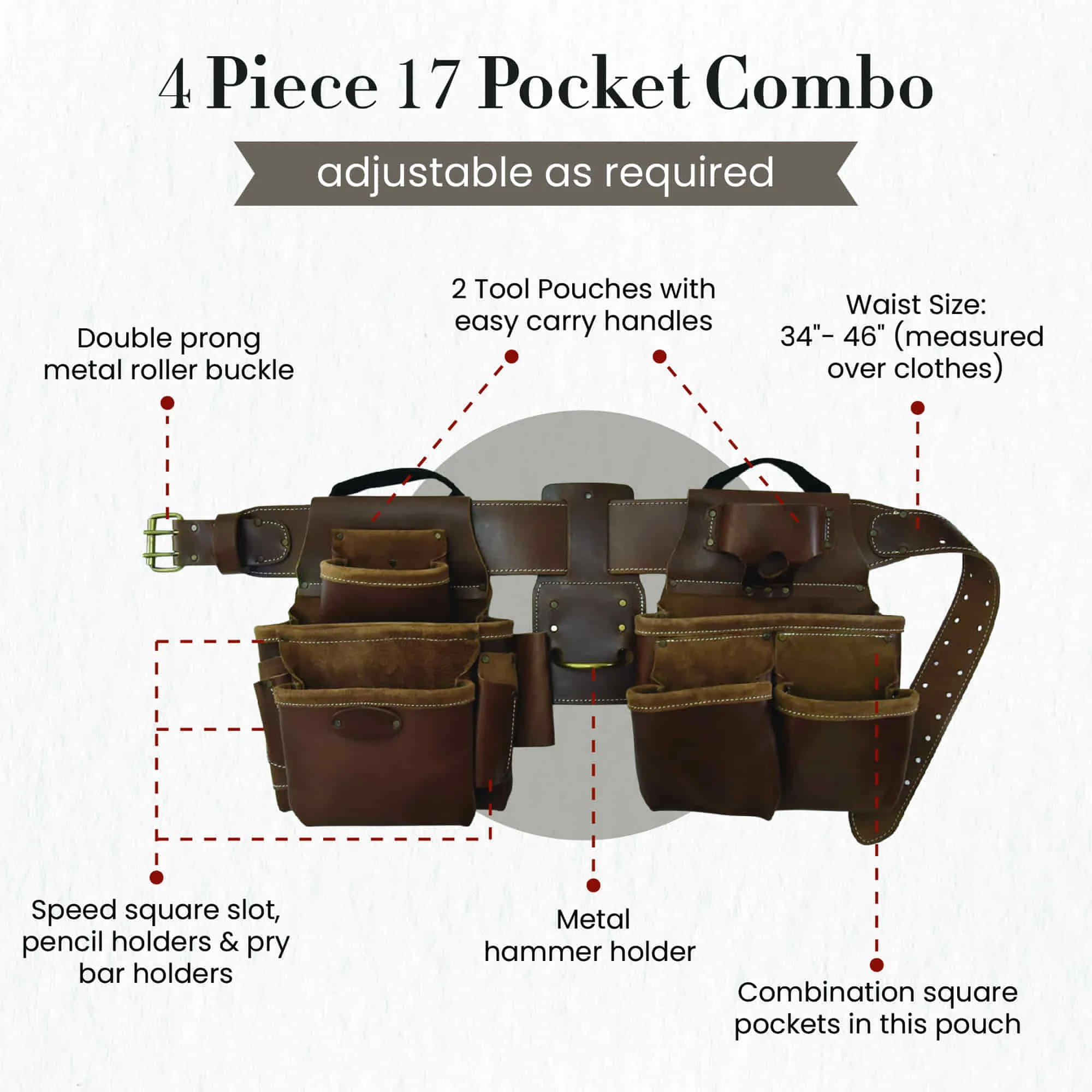 98434 - 4 Piece 17 Pocket Pro Framer’s Combo in Full Grain Leather | Style n Craft