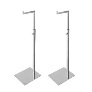 Adjustable Height Silver Handbag Display Stands - Metal Single Hook Hanging Clutch Bag Display Holder