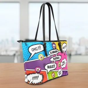 AL Comic Nurse Small Leather Tote Bag