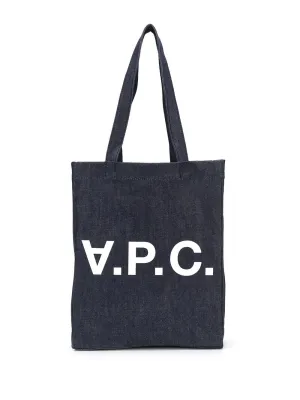 A.p.c. Laure Indigo Logo Denim Tote Bag
