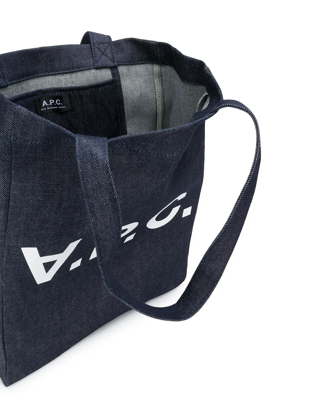 A.p.c. Laure Indigo Logo Denim Tote Bag
