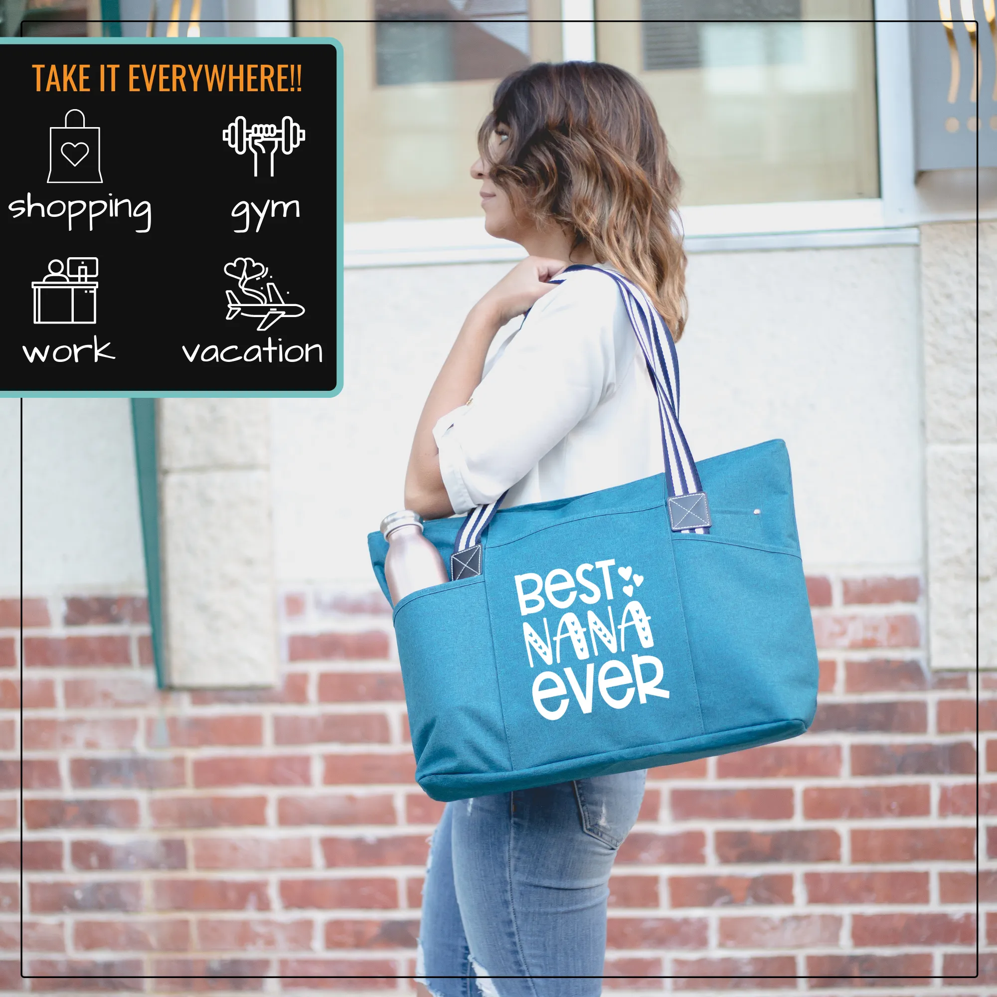Best Nana Ever Tessa Teal Tote Bag for Grandmothers