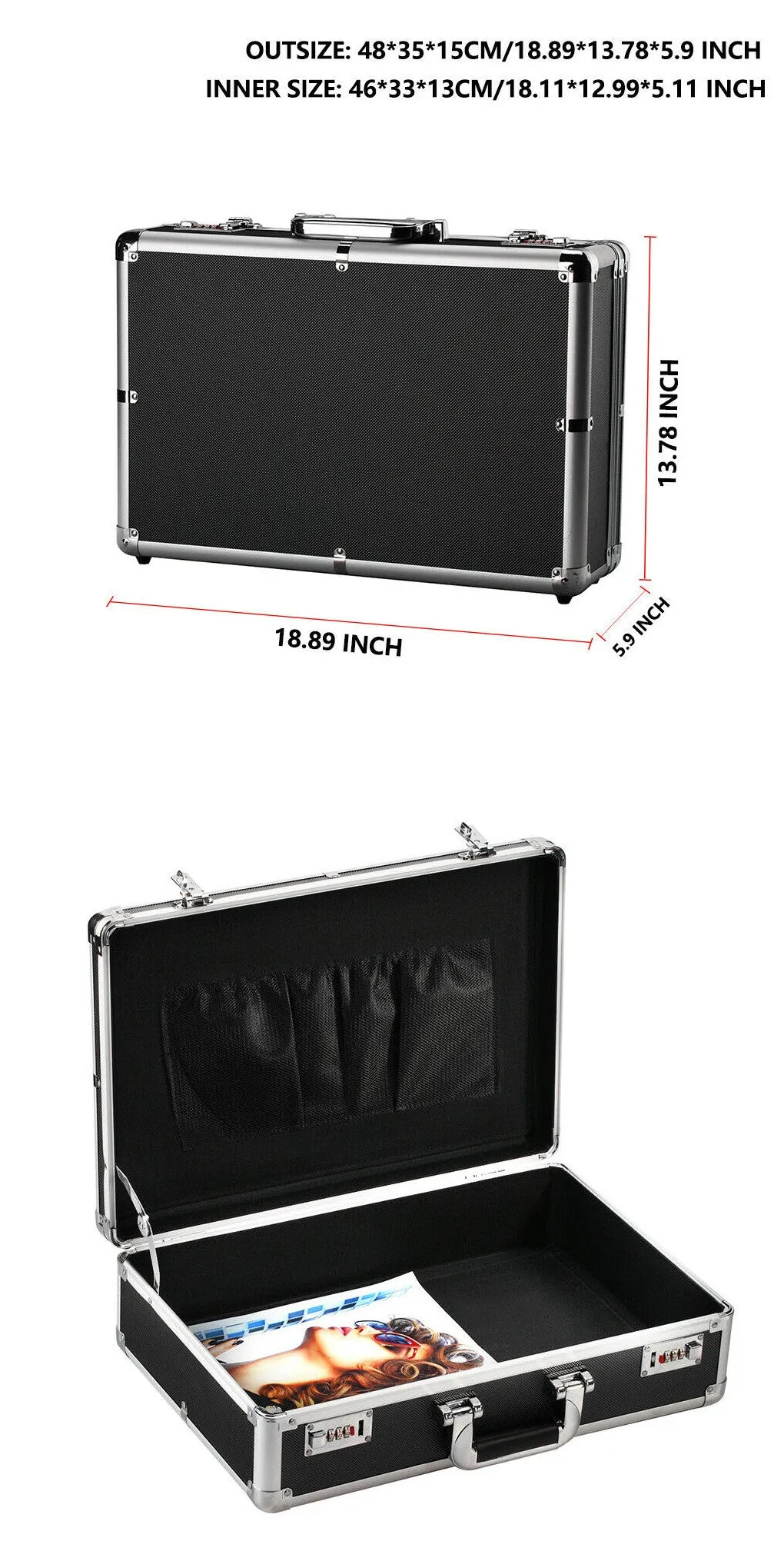 Black Aluminum Barber Tool Case Equipment Storage Box With Password lock