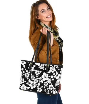 Black and White Hibiscus Hawaiian Flower Tote Bag