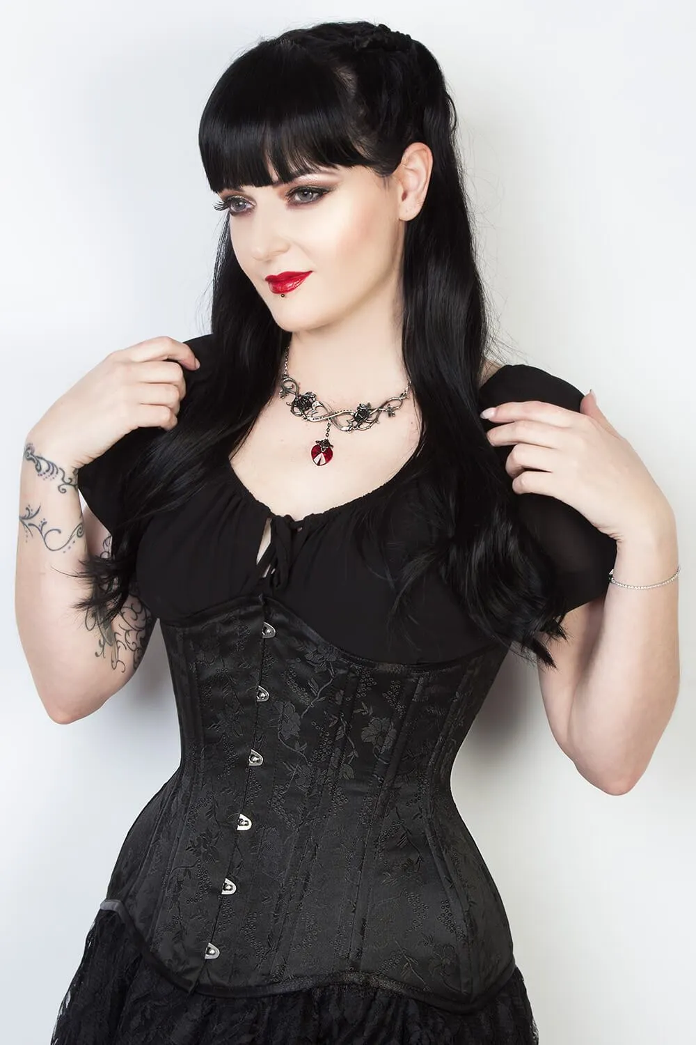 Black Floral Waist Training Corset (ELC-102)