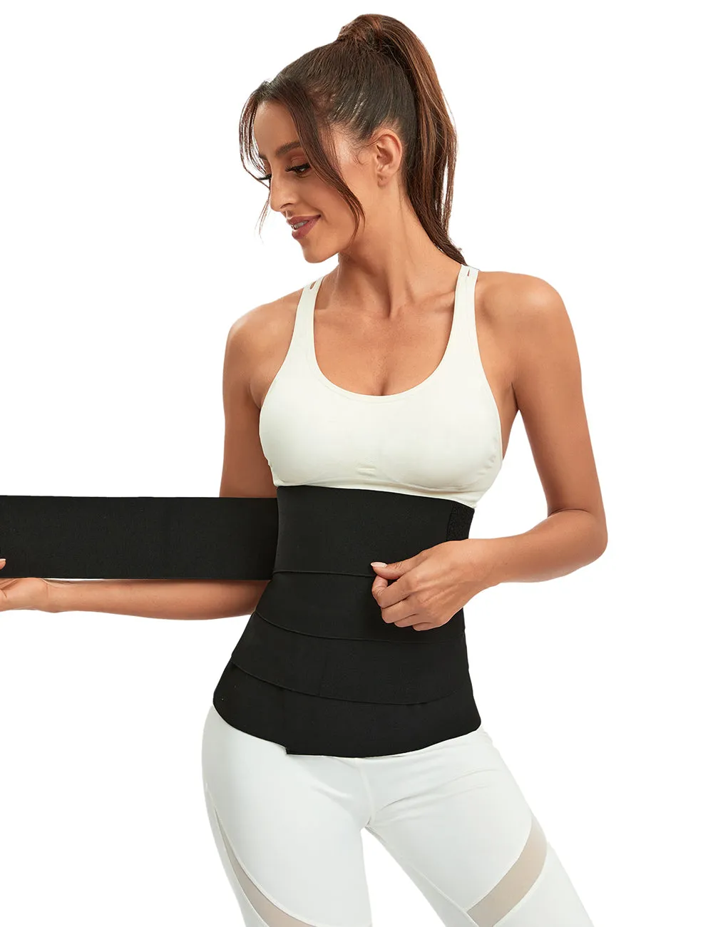 Black Nylon Magic Sticks Waist Wrap Shapper