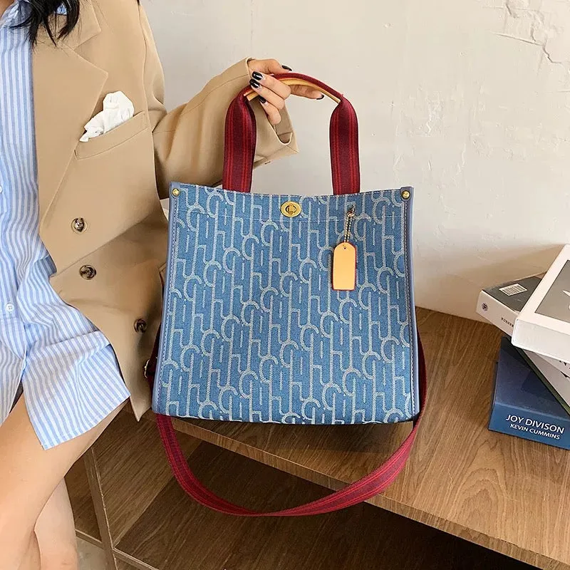 Blue Canvas Carryall Tote