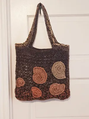 Brown Crochet Tote / Shopper Bag
