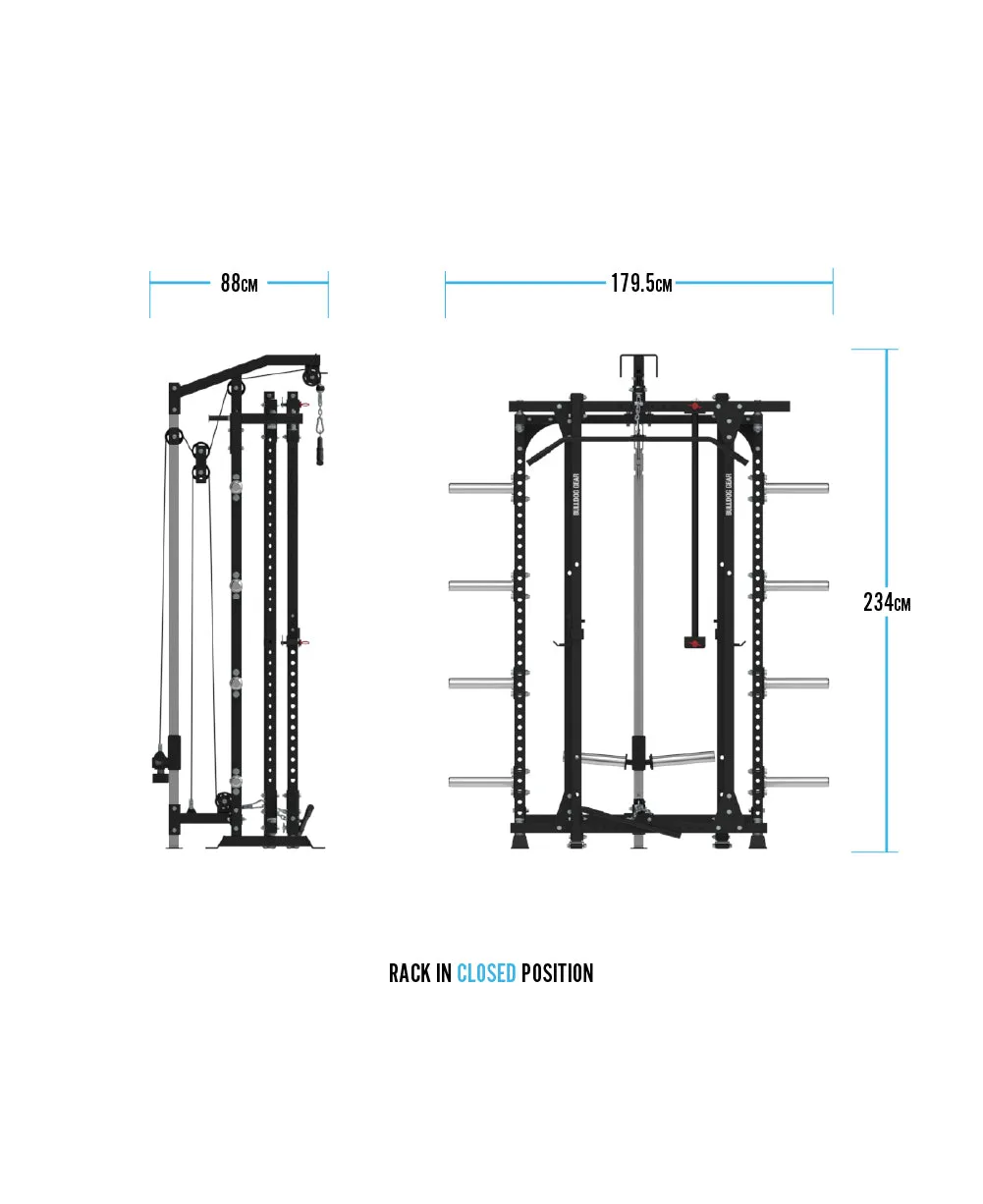 Bulldog Gear - Home Gym Series - Freestanding Folding Power Rack With Pull Up Bar