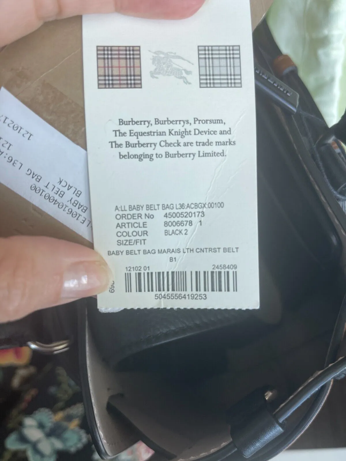 Burberry Baby Triple Stud Leather Belt Tote Bag Top Handle Black Handbag NEW