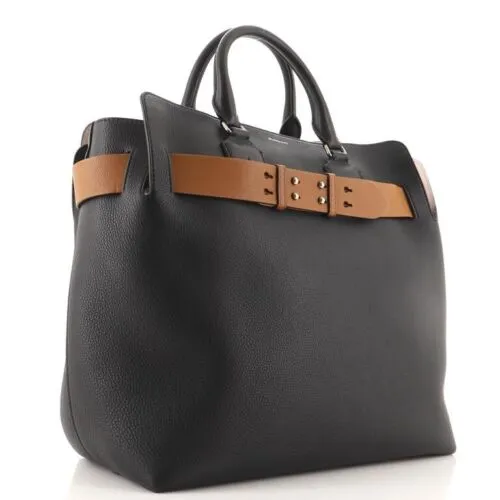 Burberry Baby Triple Stud Leather Belt Tote Bag Top Handle Black Handbag NEW