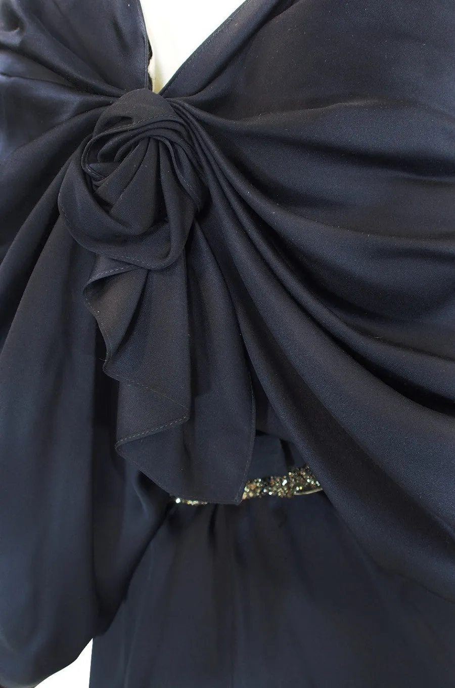 c2000s Yves Saint Laurent Midnight Blue Silk Bias Cut Dress