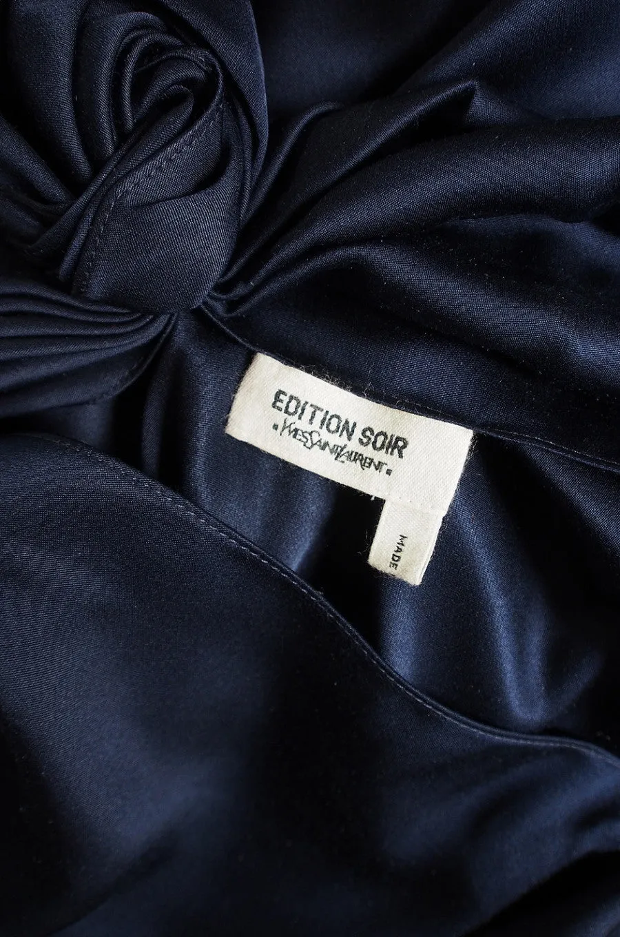 c2000s Yves Saint Laurent Midnight Blue Silk Bias Cut Dress