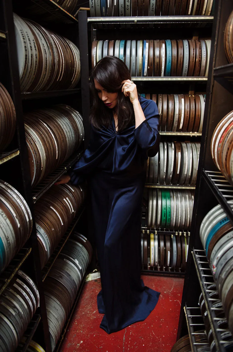 c2000s Yves Saint Laurent Midnight Blue Silk Bias Cut Dress