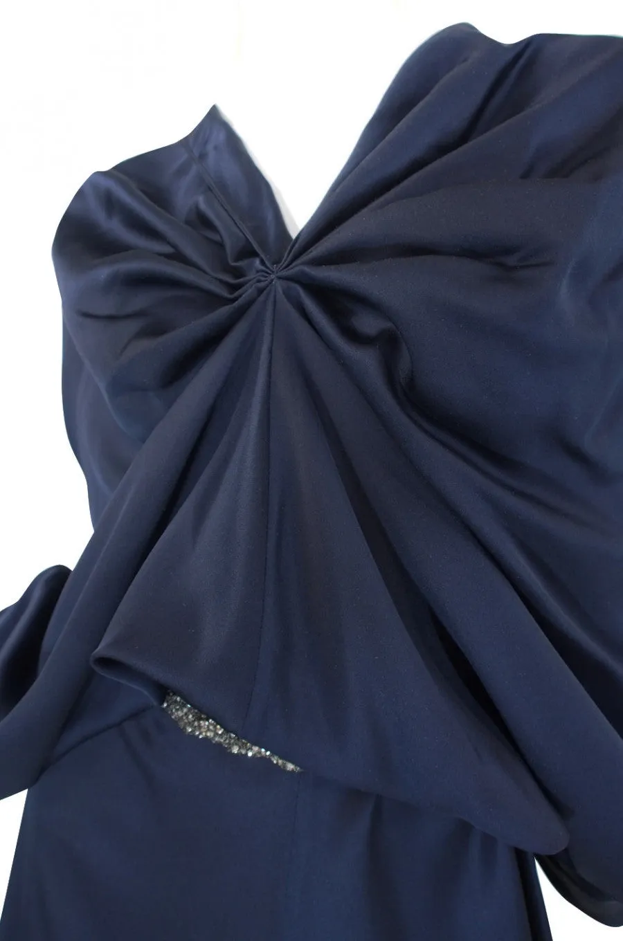 c2000s Yves Saint Laurent Midnight Blue Silk Bias Cut Dress