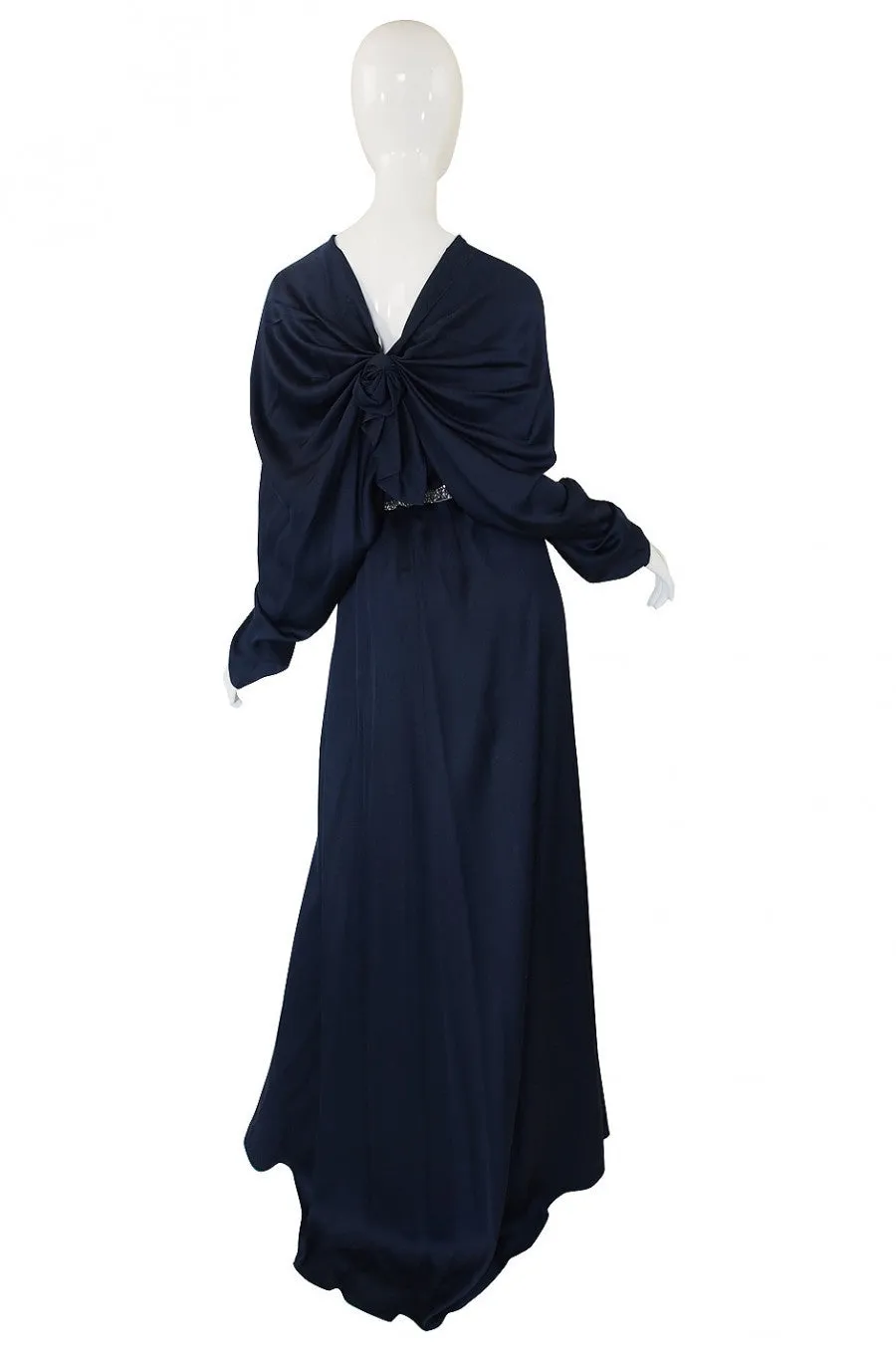 c2000s Yves Saint Laurent Midnight Blue Silk Bias Cut Dress