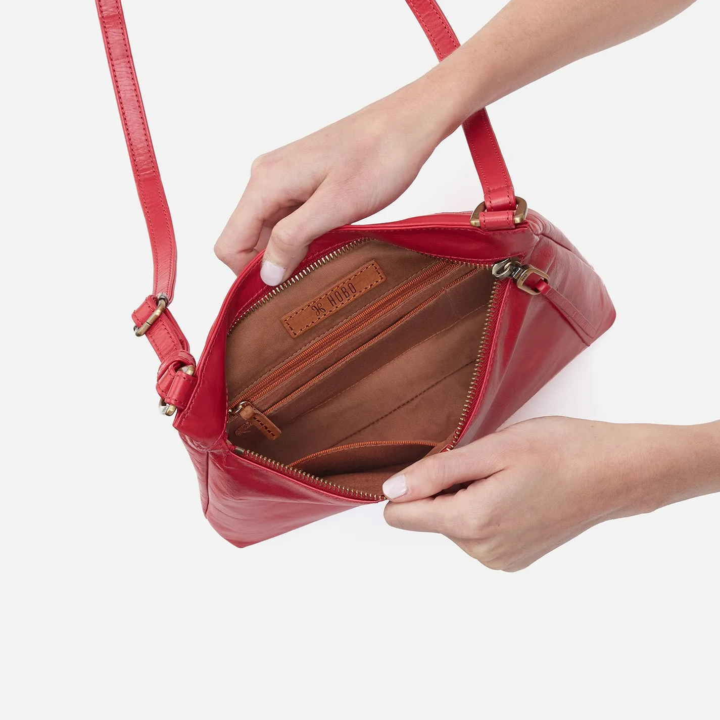 Cambel Crossbody In Polished Leather - Hibiscus