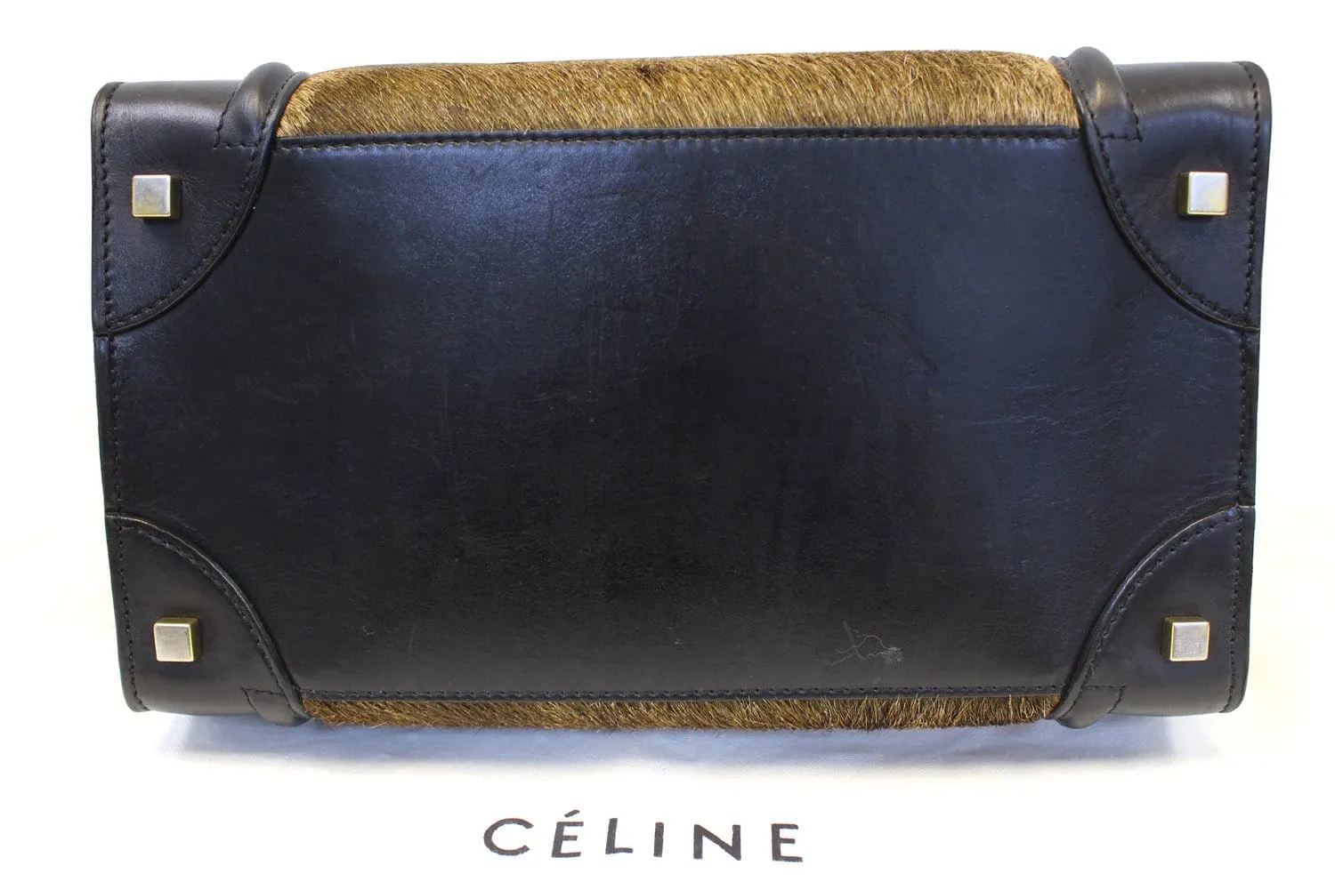 CELINE Calfskin Pony Hair Mini Luggage Tote Bag