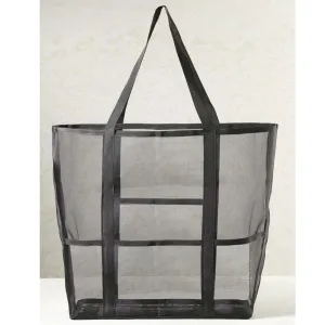 Charlie Paige Black Mesh Beach Tote