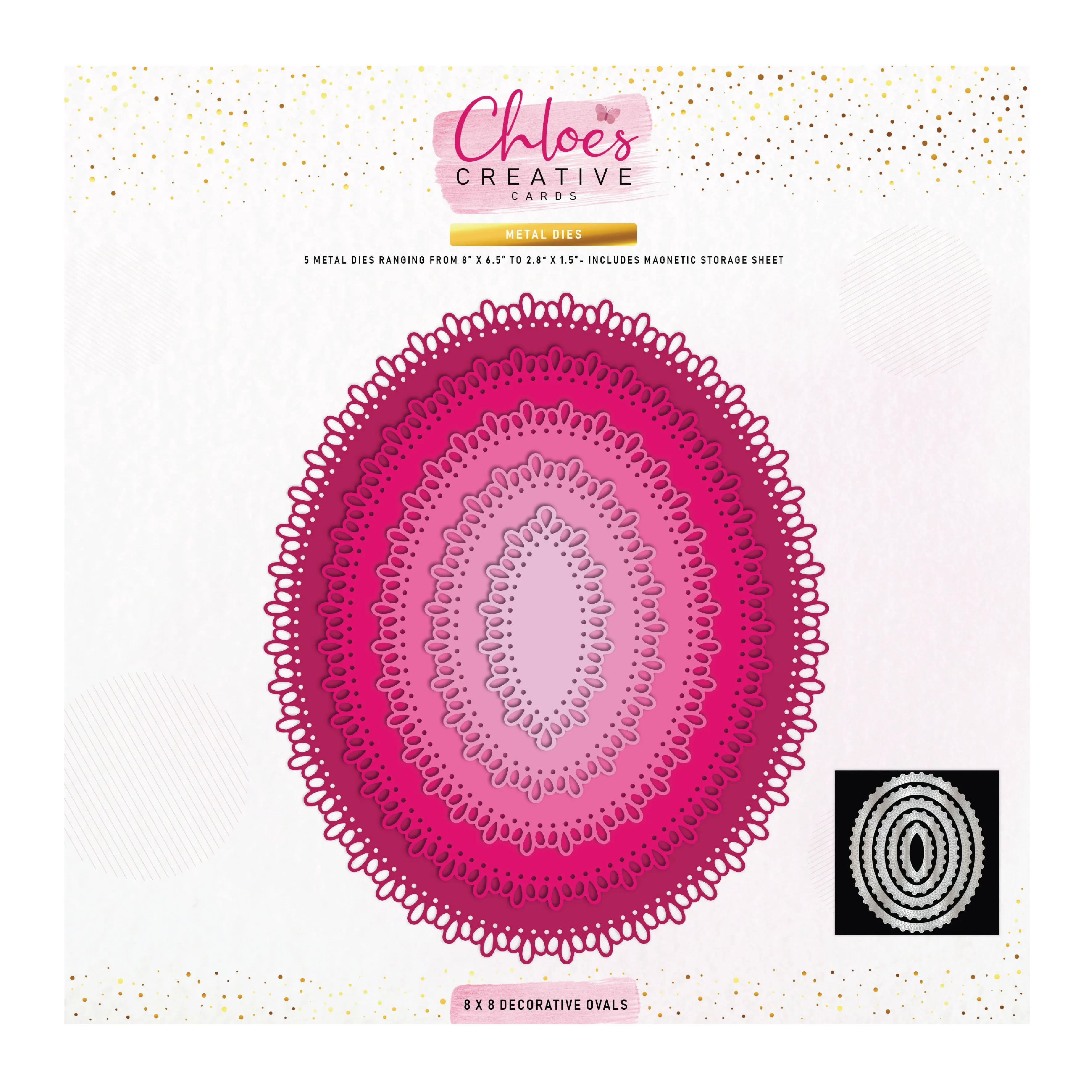 Chloes Creative Cards Metal Die Set – 8x8" Decorative Ovals