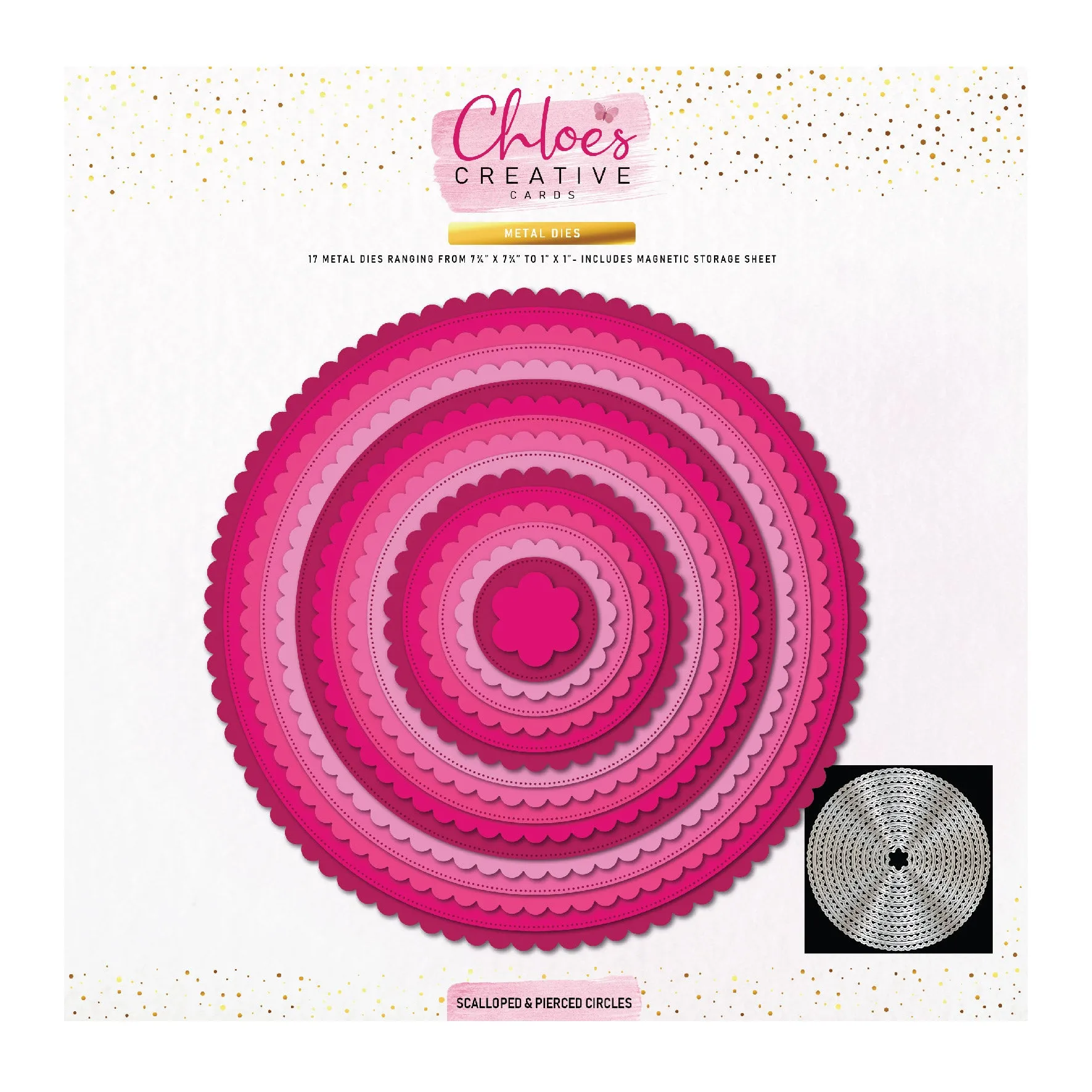 Chloes Creative Cards Metal Die Set – 8x8" Scalloped & Pierced Circles