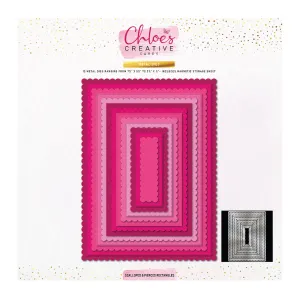 Chloes Creative Cards Metal Die Set – 8x8" Scalloped & Pierced Rectangles