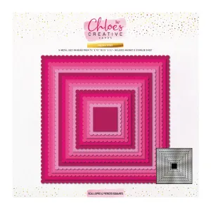 Chloes Creative Cards Metal Die Set –  8x8" Scalloped & Pierced Squares