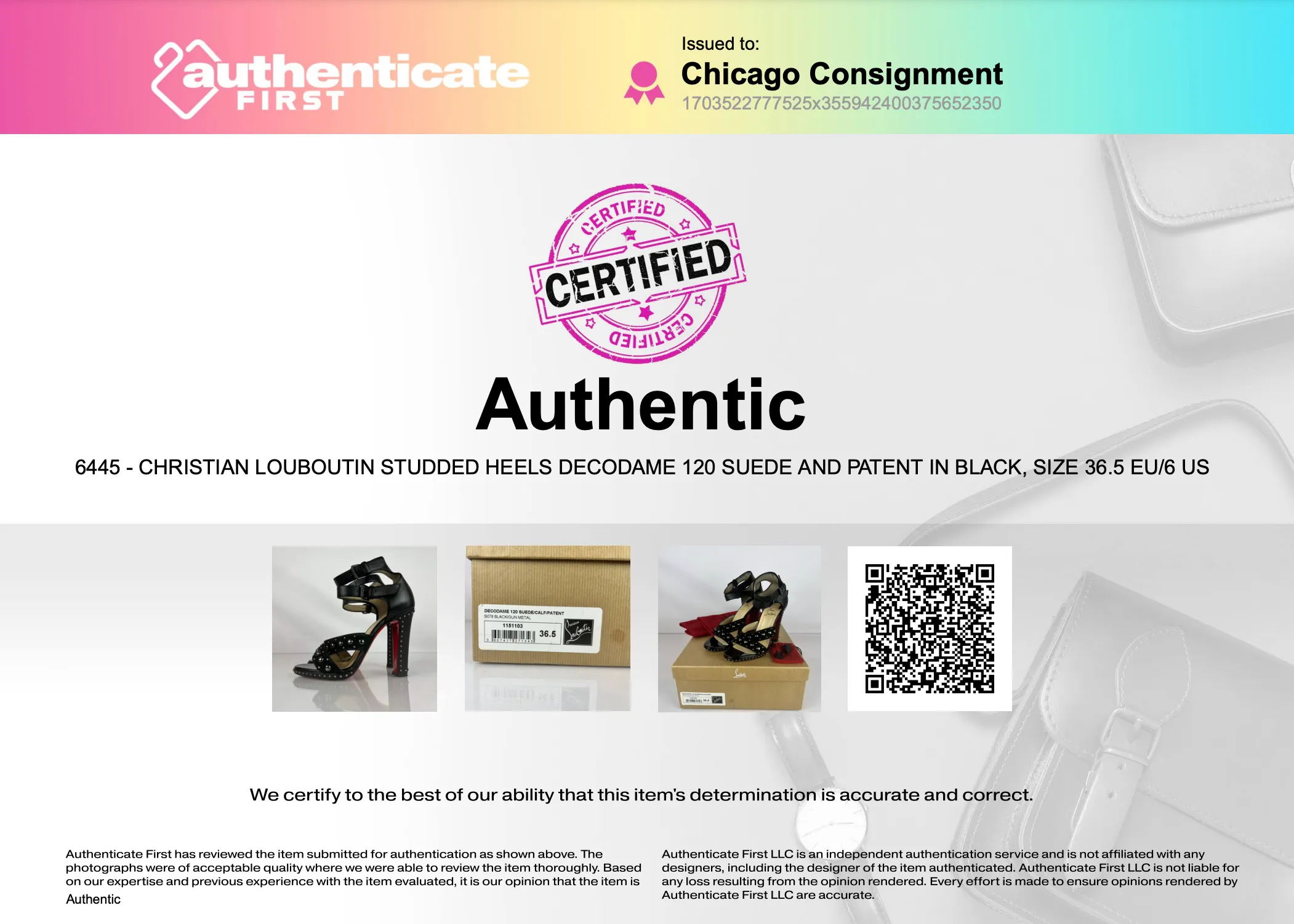Christian Louboutin Studded Heels Decodame 120 Suede and Patent in Black, Size 36.5 EU/6 US