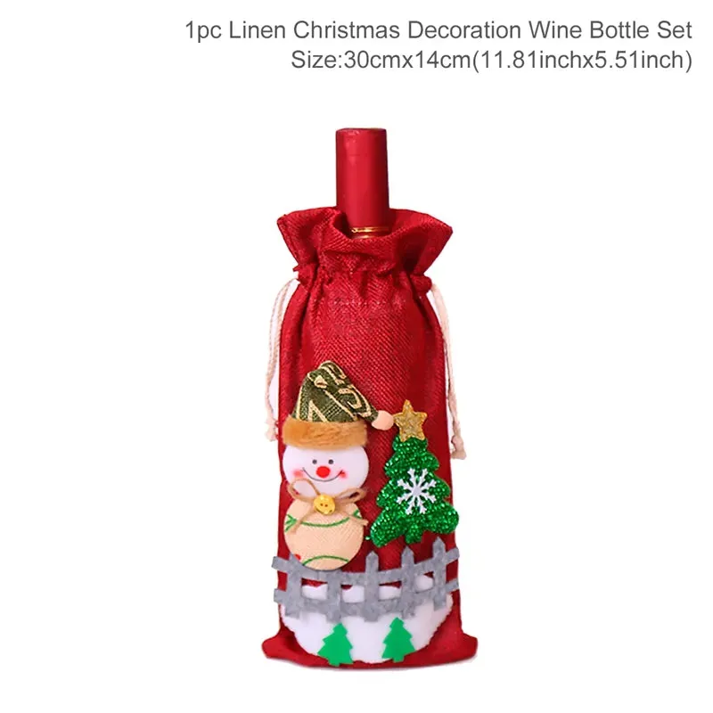 Christmas Decorations Wine Bottle Cloth Gift Bags for Home or Gift Santa Claus Cover Snowman Stocking Wine Bottle Bag Covers