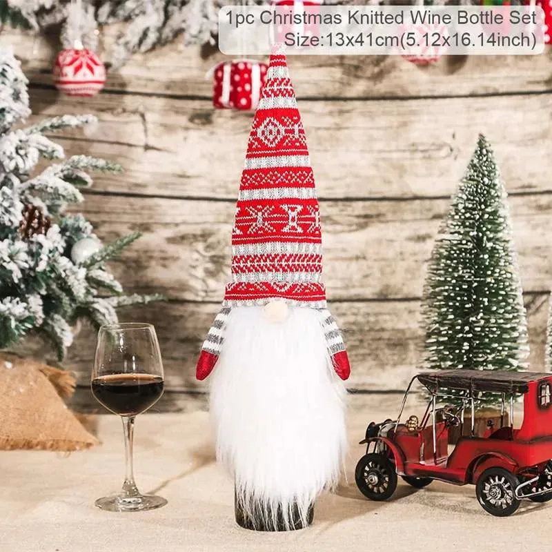 Christmas Decorations Wine Bottle Cloth Gift Bags for Home or Gift Santa Claus Cover Snowman Stocking Wine Bottle Bag Covers