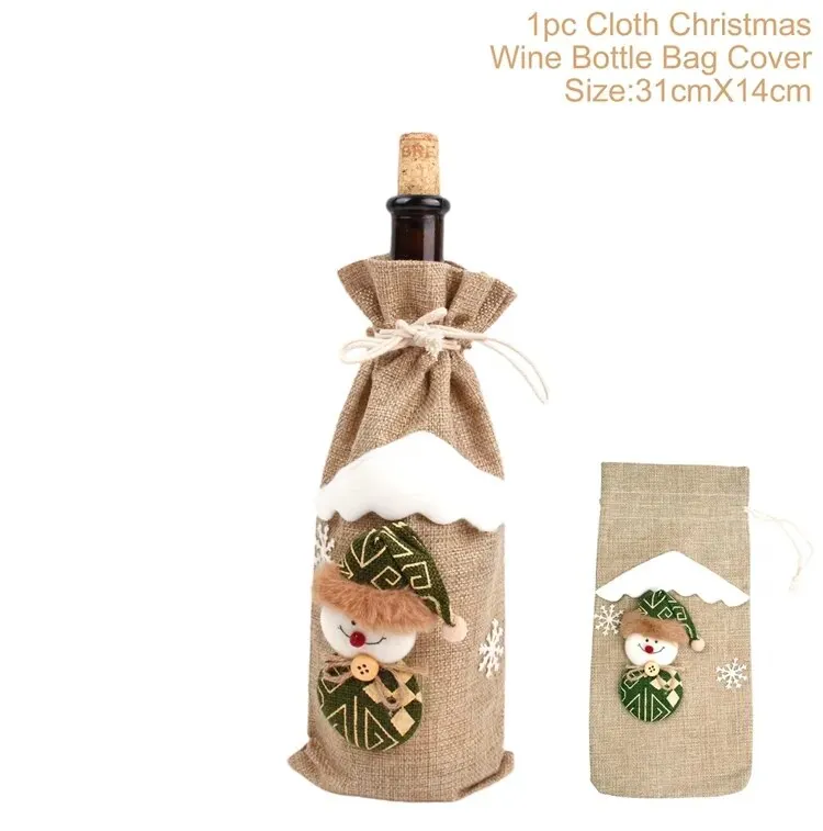 Christmas Decorations Wine Bottle Cloth Gift Bags for Home or Gift Santa Claus Cover Snowman Stocking Wine Bottle Bag Covers