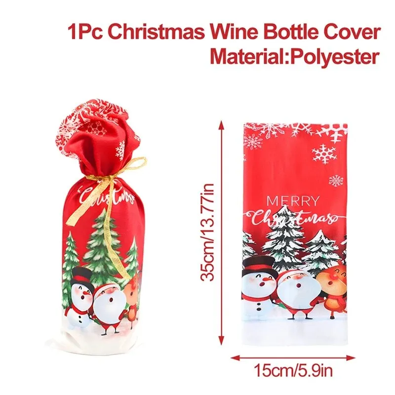 Christmas Decorations Wine Bottle Cloth Gift Bags for Home or Gift Santa Claus Cover Snowman Stocking Wine Bottle Bag Covers
