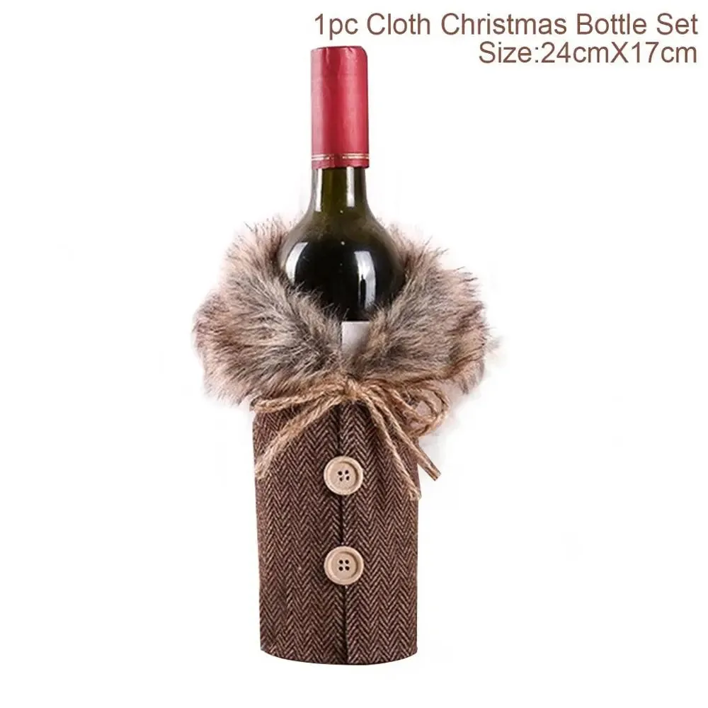 Christmas Decorations Wine Bottle Cloth Gift Bags for Home or Gift Santa Claus Cover Snowman Stocking Wine Bottle Bag Covers