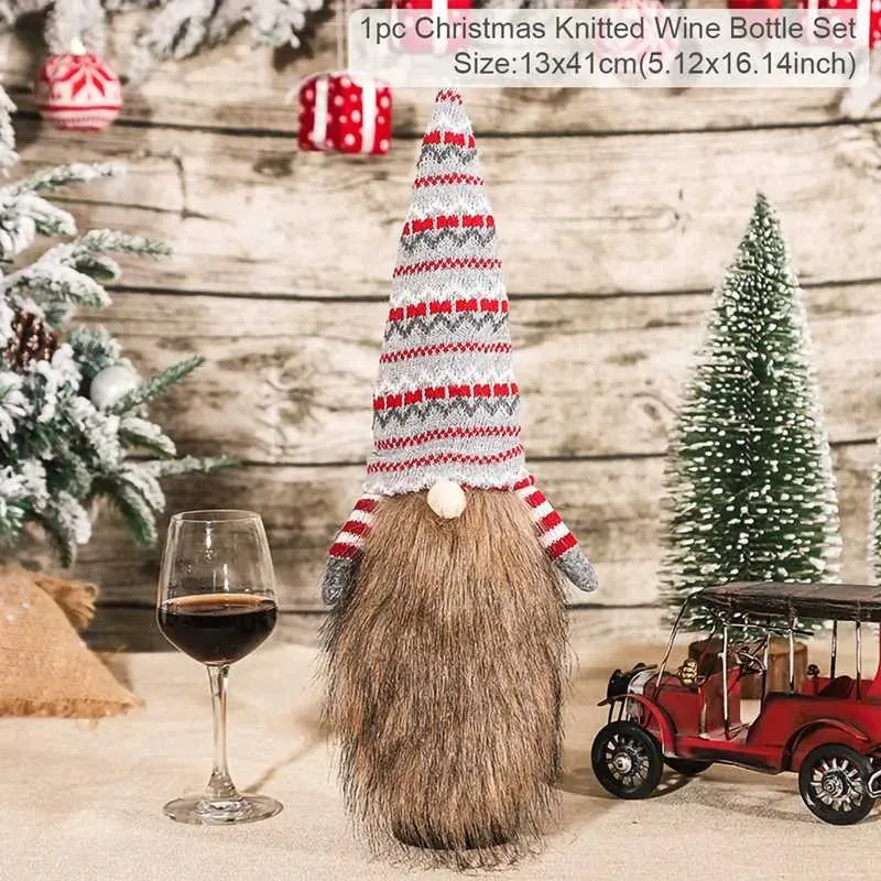 Christmas Decorations Wine Bottle Cloth Gift Bags for Home or Gift Santa Claus Cover Snowman Stocking Wine Bottle Bag Covers