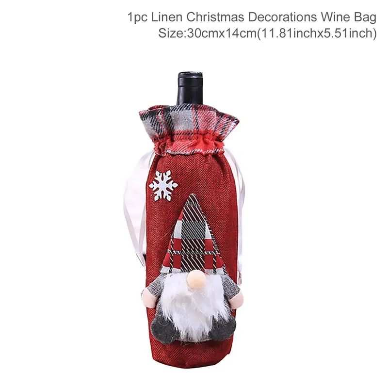 Christmas Decorations Wine Bottle Cloth Gift Bags for Home or Gift Santa Claus Cover Snowman Stocking Wine Bottle Bag Covers