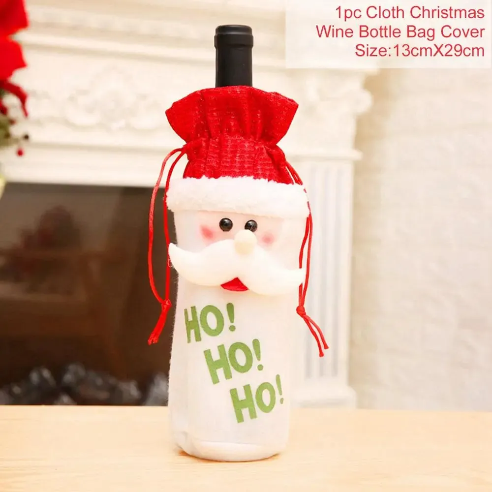 Christmas Decorations Wine Bottle Cloth Gift Bags for Home or Gift Santa Claus Cover Snowman Stocking Wine Bottle Bag Covers
