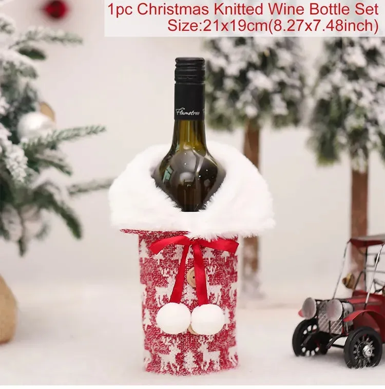 Christmas Decorations Wine Bottle Cloth Gift Bags for Home or Gift Santa Claus Cover Snowman Stocking Wine Bottle Bag Covers