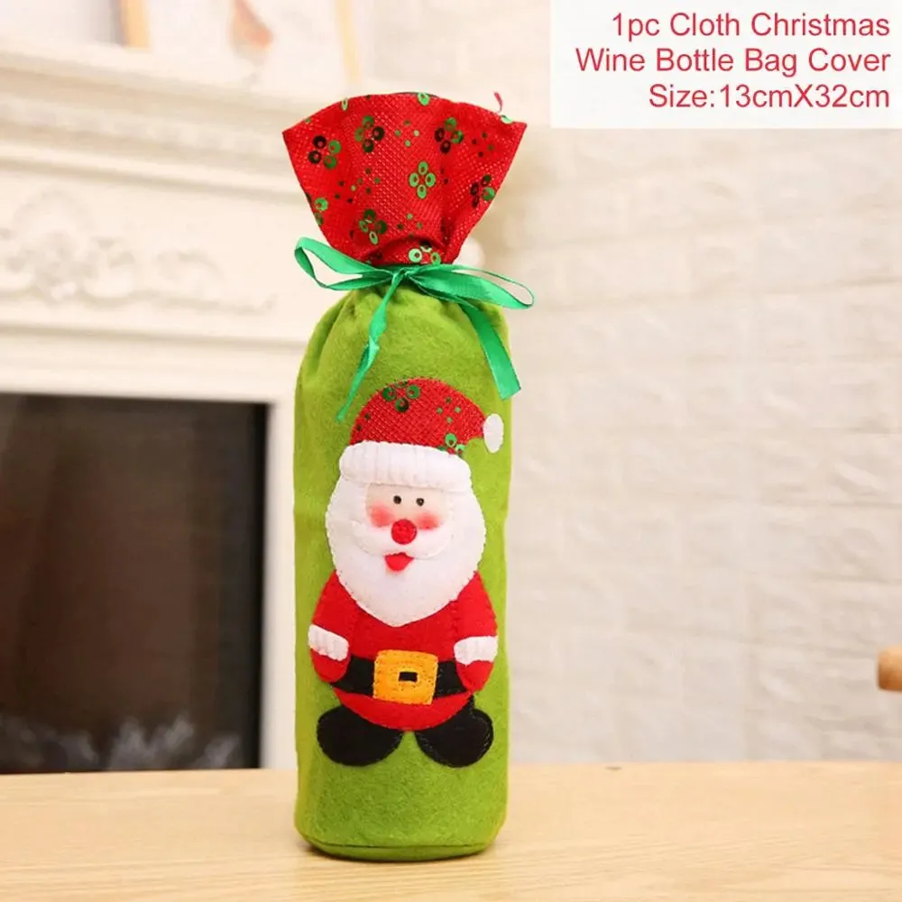 Christmas Decorations Wine Bottle Cloth Gift Bags for Home or Gift Santa Claus Cover Snowman Stocking Wine Bottle Bag Covers