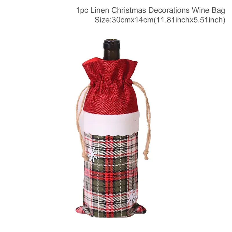 Christmas Decorations Wine Bottle Cloth Gift Bags for Home or Gift Santa Claus Cover Snowman Stocking Wine Bottle Bag Covers