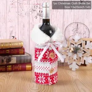 Christmas Decorations Wine Bottle Cloth Gift Bags for Home or Gift Santa Claus Cover Snowman Stocking Wine Bottle Bag Covers