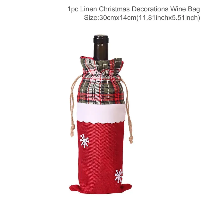 Christmas Decorations Wine Bottle Cloth Gift Bags for Home or Gift Santa Claus Cover Snowman Stocking Wine Bottle Bag Covers