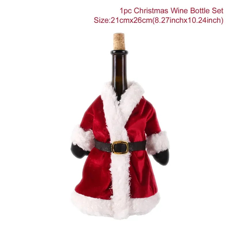 Christmas Decorations Wine Bottle Cloth Gift Bags for Home or Gift Santa Claus Cover Snowman Stocking Wine Bottle Bag Covers