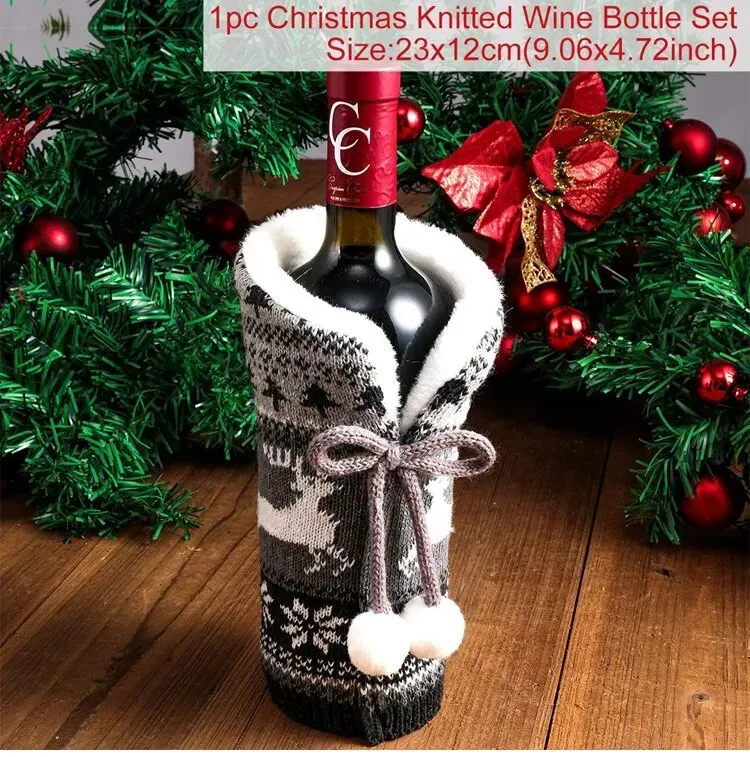 Christmas Decorations Wine Bottle Cloth Gift Bags for Home or Gift Santa Claus Cover Snowman Stocking Wine Bottle Bag Covers