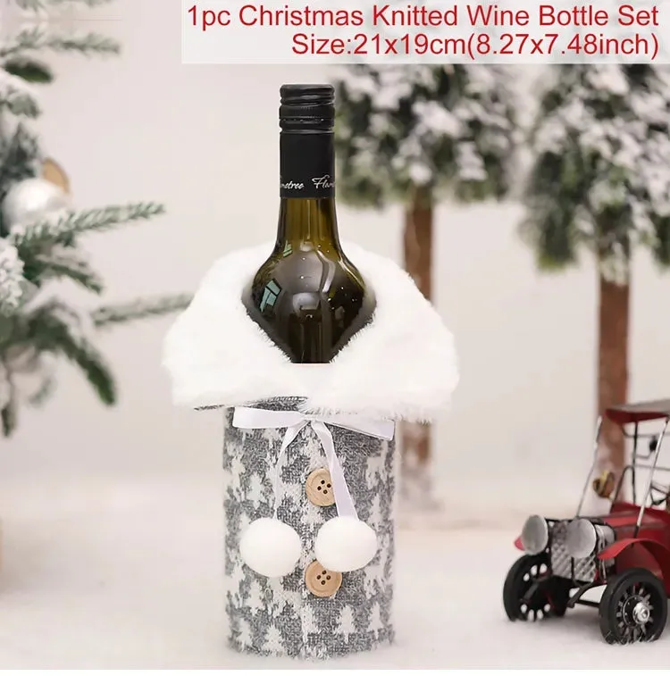 Christmas Decorations Wine Bottle Cloth Gift Bags for Home or Gift Santa Claus Cover Snowman Stocking Wine Bottle Bag Covers