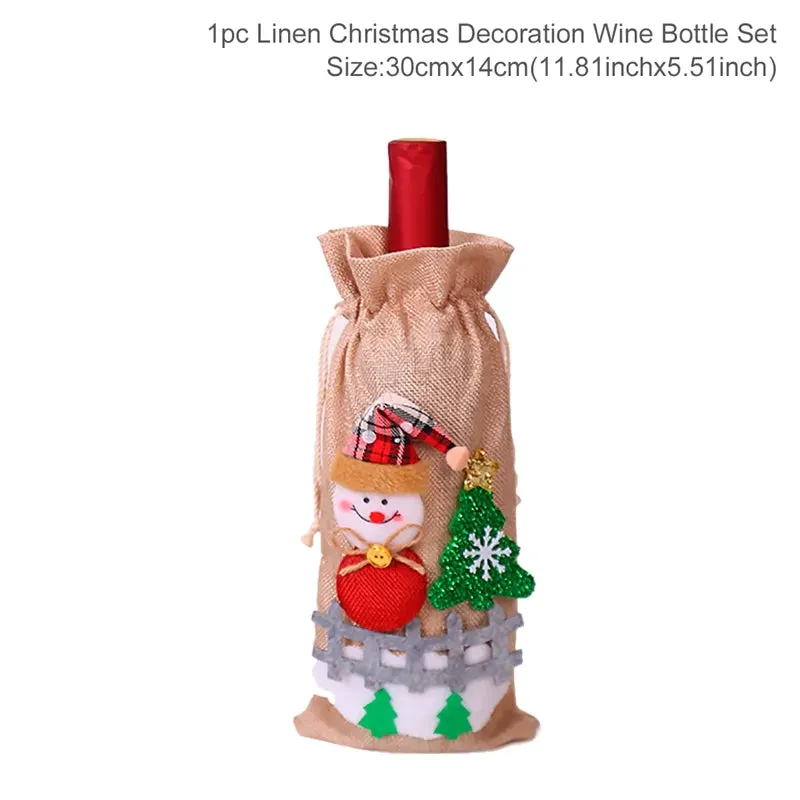 Christmas Decorations Wine Bottle Cloth Gift Bags for Home or Gift Santa Claus Cover Snowman Stocking Wine Bottle Bag Covers